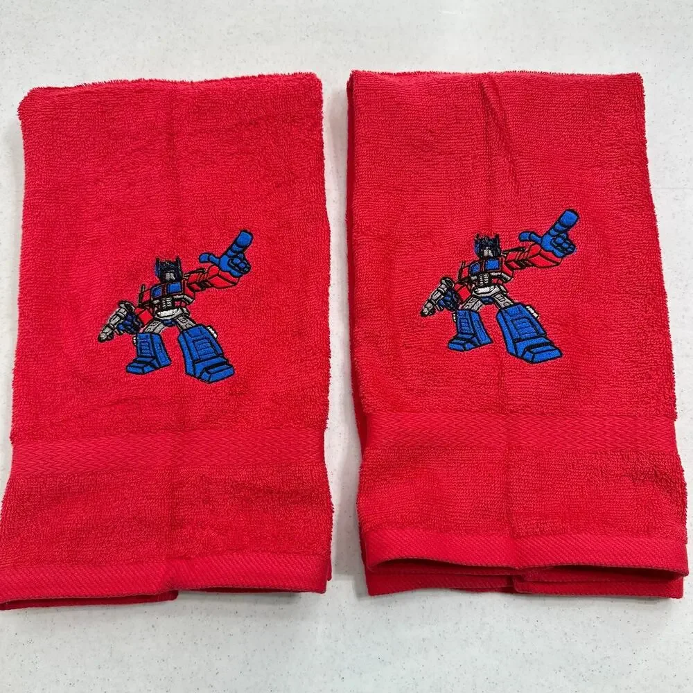 Transformers Towels Embroidered Optimus Prime Autobots Red Hand Towel Set Robots